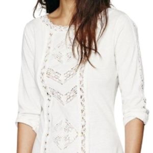 Free People White Madly Truly Lace Trim Top
